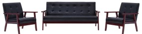 vidaXL Set canapea, 3 piese., negru, piele artificială