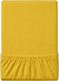 Cearsaf Jersey EXCLUSIVE cu elastic galben mustar 140 x 200 cm