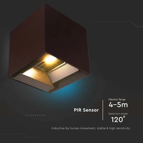 LED lampă solară de perete cu senzor, 9W, 3,7V, 3000/4000/5000K, IP65, maro