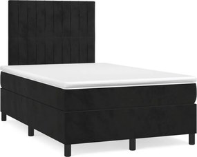 vidaXL Pat box spring cu saltea, negru, 120x200 cm, catifea