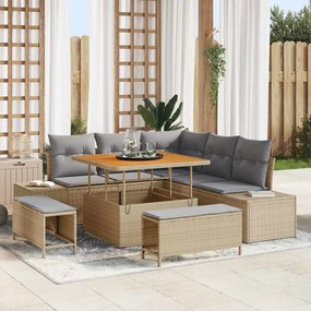 vidaXL Set de canapele pentru grădină 8 pcs Bej și gri deschis