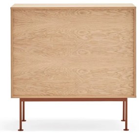 Comodă cu aspect de lemn de stejar Teulat Yoko, roșu cărămiziu