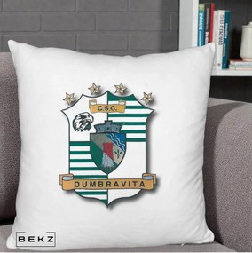 Perna Personalizata CSC Dumbravita Fotbal, 40x40 cm, Alb Pufos, Husa Detasabila, Perna Inclusa, BEKZ®