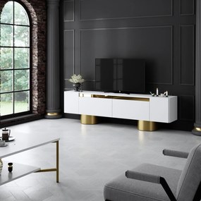 Comoda TV, Hanah Home, Bohem, 180x50x30 cm, Alb/Auriu