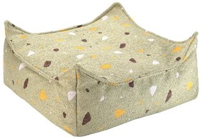 Fotoliu puf pentru copii verde cu tapițerie din țesătură bouclé/cu tapițerie din chenille Terrazzo Square – Wigiwama