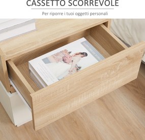 HOMCOM Bedside Table with 2 Stackable Drawers, Modern Nightstand, End Table for Bedroom, Living Room, Nature Wood and White | Aosom Romania
