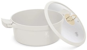 Oală cu capac 28 cm, 6.6L – Berlinger Haus Sahara Collection BH 7788, crem, cu mânere silicon, gătit sănătos, compatibilă inducție