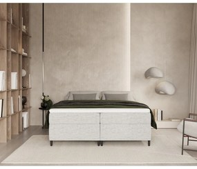 Pat boxspring gri deschis cu spațiu de depozitare 160x200 cm Araya – Maison de Rêve