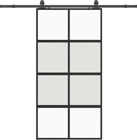 vidaXL Ușă glisantă cu set de feronerie neagră sticlă securizată