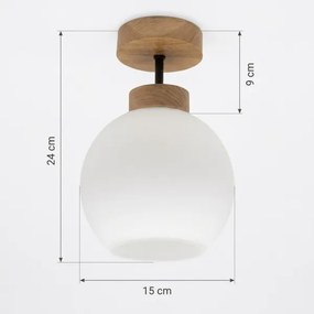 BRILAGI - Lustră LED aplicată RETRO GLASS 1xE27/60W/230V Ø 15 cm stejar/alb