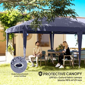 Outsunny Foisor de gradina pliabil pentru exterior cu 6 panouri laterale, 585x295cm albastru | AOSOM RO
