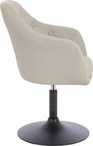 HR831N Scaun Ecru Piele Ecologica Premium Soft cu Bază Neagră