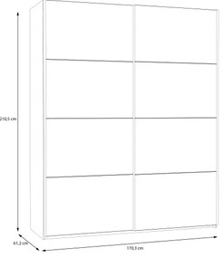 Dulap pentru haine KARO 170 x 210 cm, alb/stejar Artisan