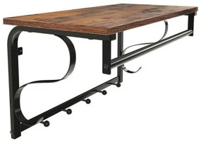 Cuier de perete cu poliță NATE, maro/negru