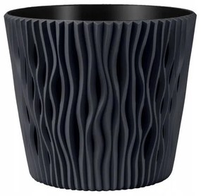 Ghiveci decorativ de flori, rotund, antracit, 22.5x19.2 cm, Sandy Round