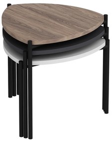 Set măsuțe de cafea Lena 3 (Alb + Antracit + Nuc). 1073001