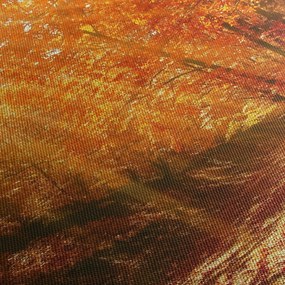 Tablou cu pădurea în toamnă (cu ceas) (90x30 cm)