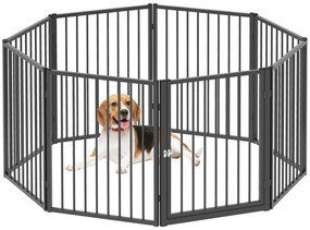 PawHut Parc pentru câini, parc pentru animale, 8 panouri, gard portabil pliabil, sigur, negru | Aosom Romania