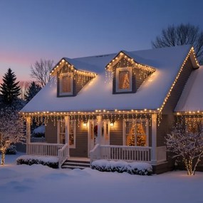 Brilagi - Ghirlandă luminoasă LED pentru exterior, 200 LED, 8 funcții, 13 m, IP44, alb cald