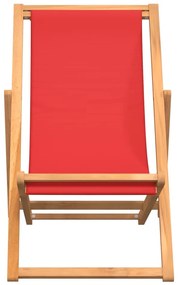 Scaun de plaja pliabil, rosu, lemn masiv de tec 1, Rosu, 56 x 105 x 96 cm