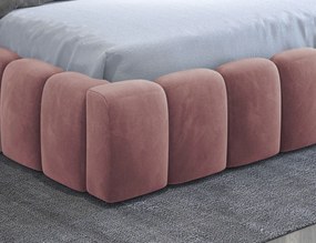 Pat tapitat cu somiera si lada depozitare, 140x200 cm, ELTAP, Lamica, lemn/poliester, roz