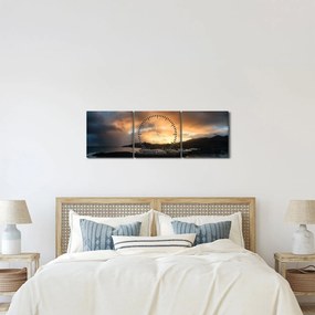 Tablou - plaja cu cerul întunecat (cu ceas) (90x30 cm)