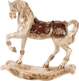 Statuetă decorativă din polirășină, multicolor, cal balansoar, 16,5 x 16 x 6 cm, „Carrousel”