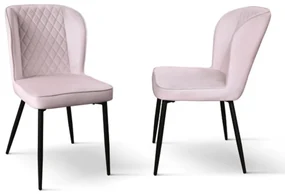 SET 4 Scaune Manta, structura metalica, catifea - ROZ PUDRAT - CATIFEA - NEGRU - STANDARD