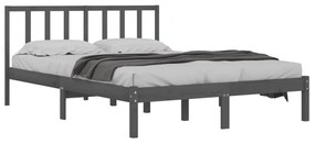 Cadru pat 5FT King Size, gri, 150x200 cm, lemn masiv de pin Gri, 150 x 200 cm