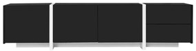 Comodă TV cu dulap jos, bandă LED, 170x30x39 cm, Negru