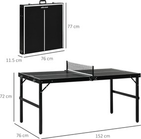 SPORTNOW Masă Pliabilă de Ping Pong cu Fileu și Mâner | Aosom Romania