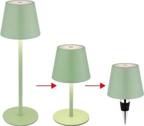 Globo 58488BG-LED Lampă de masă pentru exterior 3-în-1 VANNIE, dimmabilă cu comandă tactilă și reîncărcabilă, 3W/5V IP54 verde