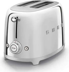 Prajitor de paine SMEG 50's Style TSF01SSEU, 950 W, 2 felii, 6 trepte, Tava pentru firimituri, Cablu integrat, Otel inoxidabil, Argintiu