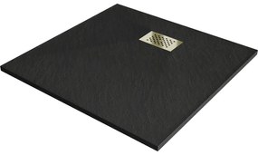 Mexen Hugo bazineta pătrată SMC 90 x 90 cm, negru, capac auriu - 42709090-G