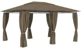 Pavilion de grădină cu perdele, gri taupe, 4 x 3 m, 180 g/m²