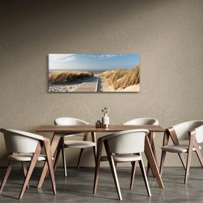 Tablou - Plaja cu nisip de pe insula Langeoog, Germania (120x50 cm)