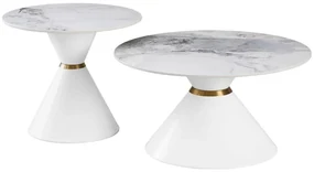 Set 2 măsuță cafea Mavazo (marmură albă + Alb + Auriu) . 1096921