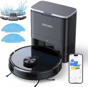 La mâna a doua: Robot aspirator cu statie de golire Lubluelu SL60 Plus, 42W, Mop, LiDAR, Wi-Fi, Alexa, Autonomie 120 min., 2600 mAh, Negru
