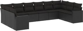 vidaXL Set canapele de grădină cu perne, 10 piese, negru, poliratan