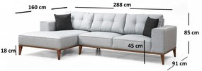 Coltar Extensibil Montana Corner Left (Chl+3R), Gri Deschis