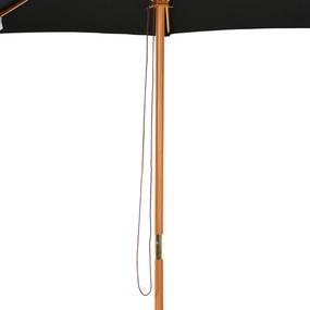 Outsunny Umbrelă de Grădină 3 m cu Stâlp din Lemn, 8 Spițe și Acoperire din Poliester, Neagră | Aosom Romania