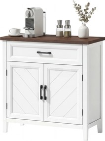 HOMCOM Bufet pentru living, mobilier de depozitare cu 2 uși, sertar și raft reglabil, 76 x 35 x 80 cm, alb | Aosom Romania