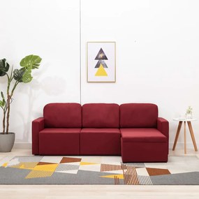 288790 vidaXL Canapea modulară extensibilă cu 3 locuri, roșu vin, textil