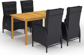 vidaXL Set mobilier de grădină, 5 piese, negru