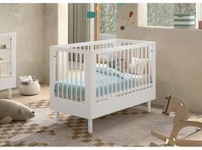 Pătuț alb din lemn de fag cu înălțime reglabilă 60x120 cm Forrest – Vipack