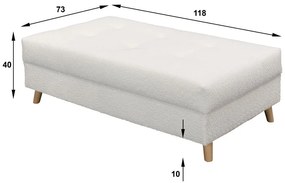 Taburet alb cu tapițerie din stofă bouclé Ariella – Ropez