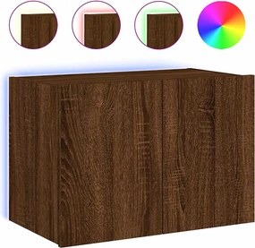 vidaXL Comodă TV de perete cu lumini LED, stejar maro, 60x35x41 cm