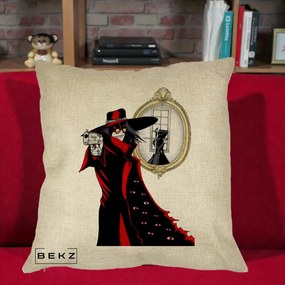 Perna Personalizata Hellsing Alucard cu Pistoale, 40x40 cm, Crem, Husa Detasabila, Perna Inclusa, BEKZ®