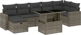 vidaXL Set canapele de grădină cu perne, 8 piese, gri, poliratan