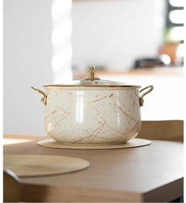 Oala Goldmann GM 8017-26B, 8.5 L, 26x16 cm, Email, Acoperire antiaderenta, Inductie, Auriu/Marmură